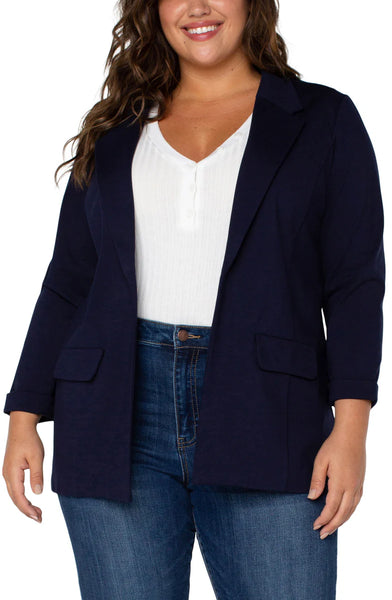 Liverpool Ponte Boyfriend Blazer with Princess Darts in Cadet Blue