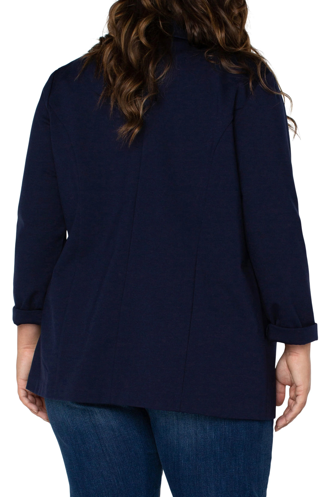 Liverpool Ponte Notch Lapel Boyfriend Blazer in Navy