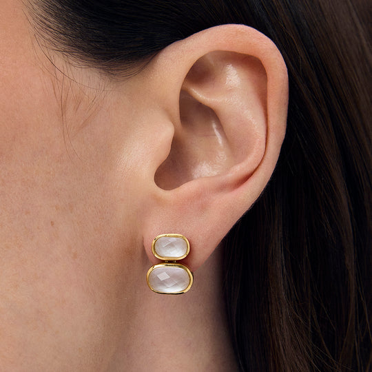 Dean Davidson Mercer Double Gemstone Drop Earrings in Iridescent Pearl Gold