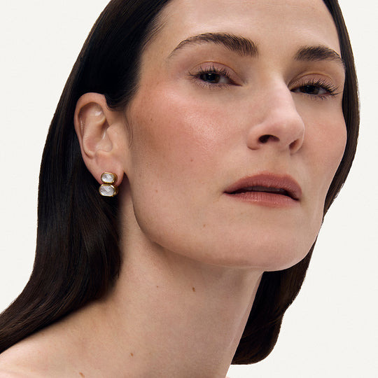 Dean Davidson Mercer Double Gemstone Drop Earrings in Iridescent Pearl Gold