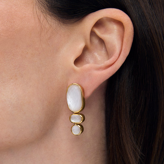 Dean Davidson Mercer Gemstone Statement Earrings in Iridescent Pearl Gold