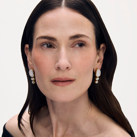 Dean Davidson Mercer Gemstone Statement Earrings in Iridescent Pearl Gold