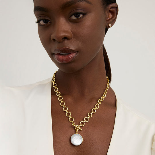 Dean Davidson Knockout Collar Necklace in Iridescent Pearl Gold