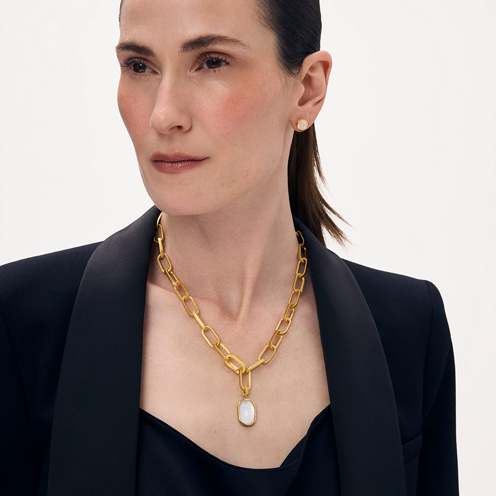 Dean Davidson Mercer Statement Collar Necklace in Iridescent Pearl Gold