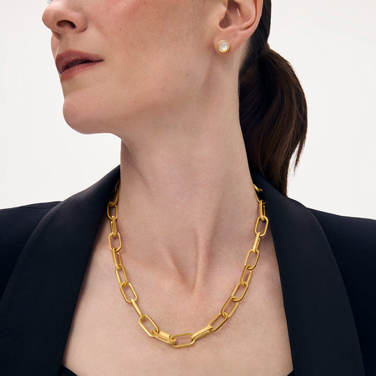 Dean Davidson Mercer Statement Collar Necklace in Iridescent Pearl Gold