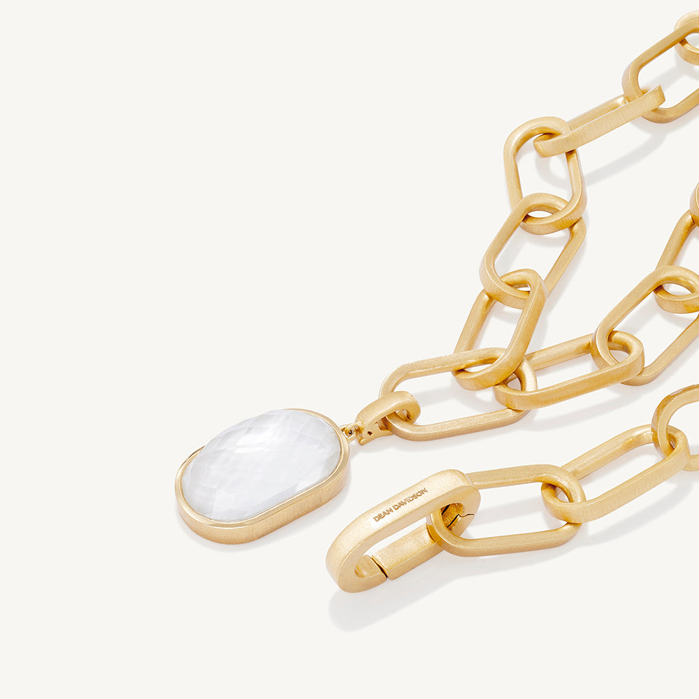 Dean Davidson Mercer Statement Collar Necklace in Iridescent Pearl Gold