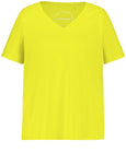 Samoon V-Neck Short Sleeve Cotton Jersey Tee in Lemon Green