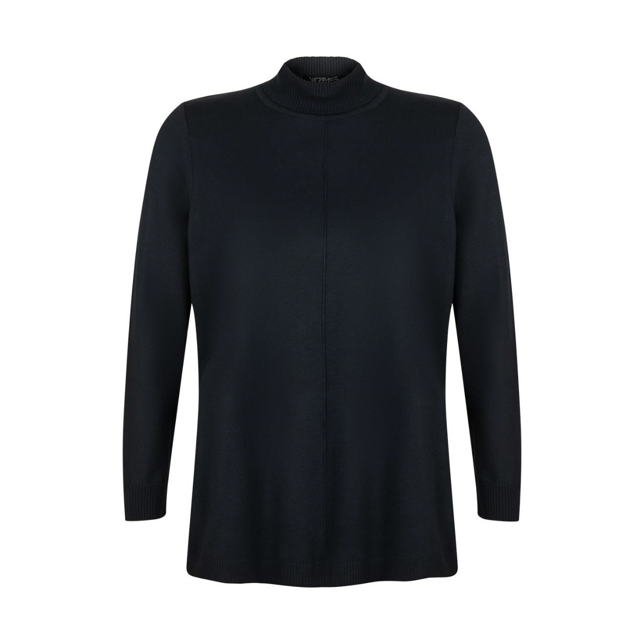 Verpass Long Sleeve Mock Neck Pullover in Black