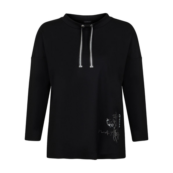 Verpass "Nature" Sweatshirt with drawstring neck in Black