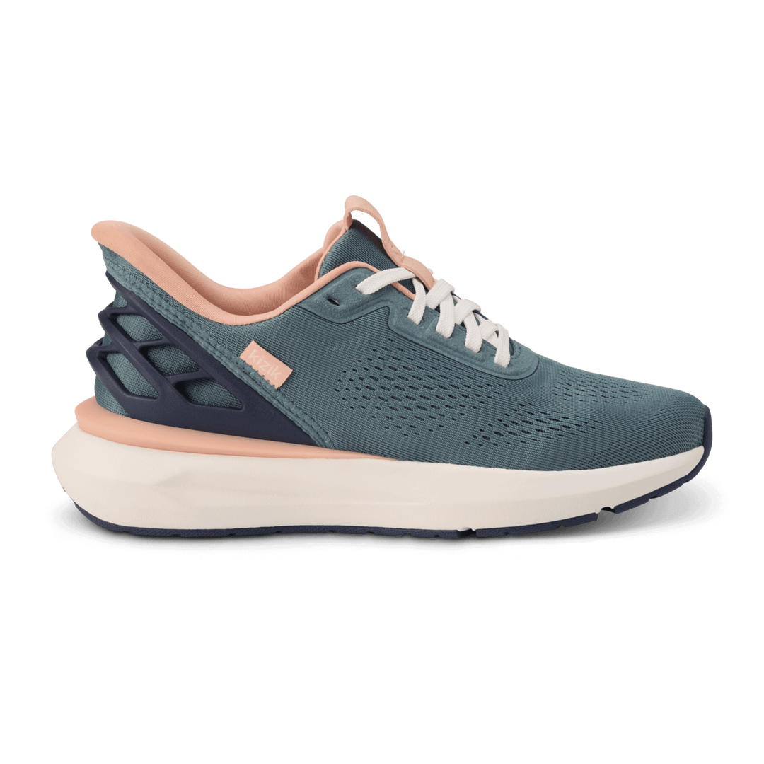 Kizik Athens 2 slip-on style sneakers in stormy teal with white laces and chunky sole