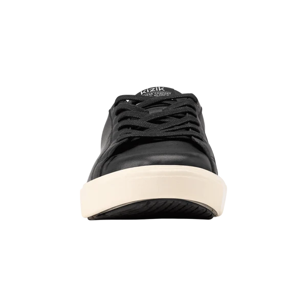 Black lace-up sneaker front with off-white platform midsole and outsole