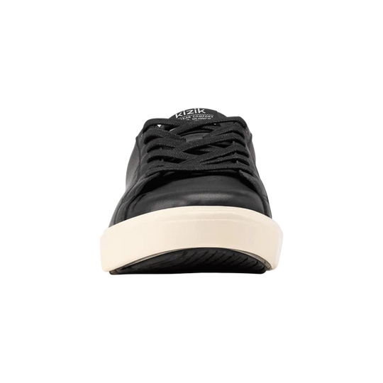Black lace-up sneaker front with off-white platform midsole and outsole