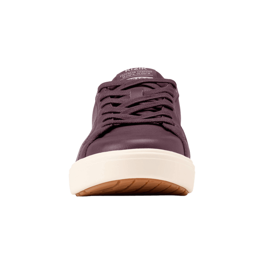 Mauve Kizik lace-up sneaker with textured tread and off-white midsole