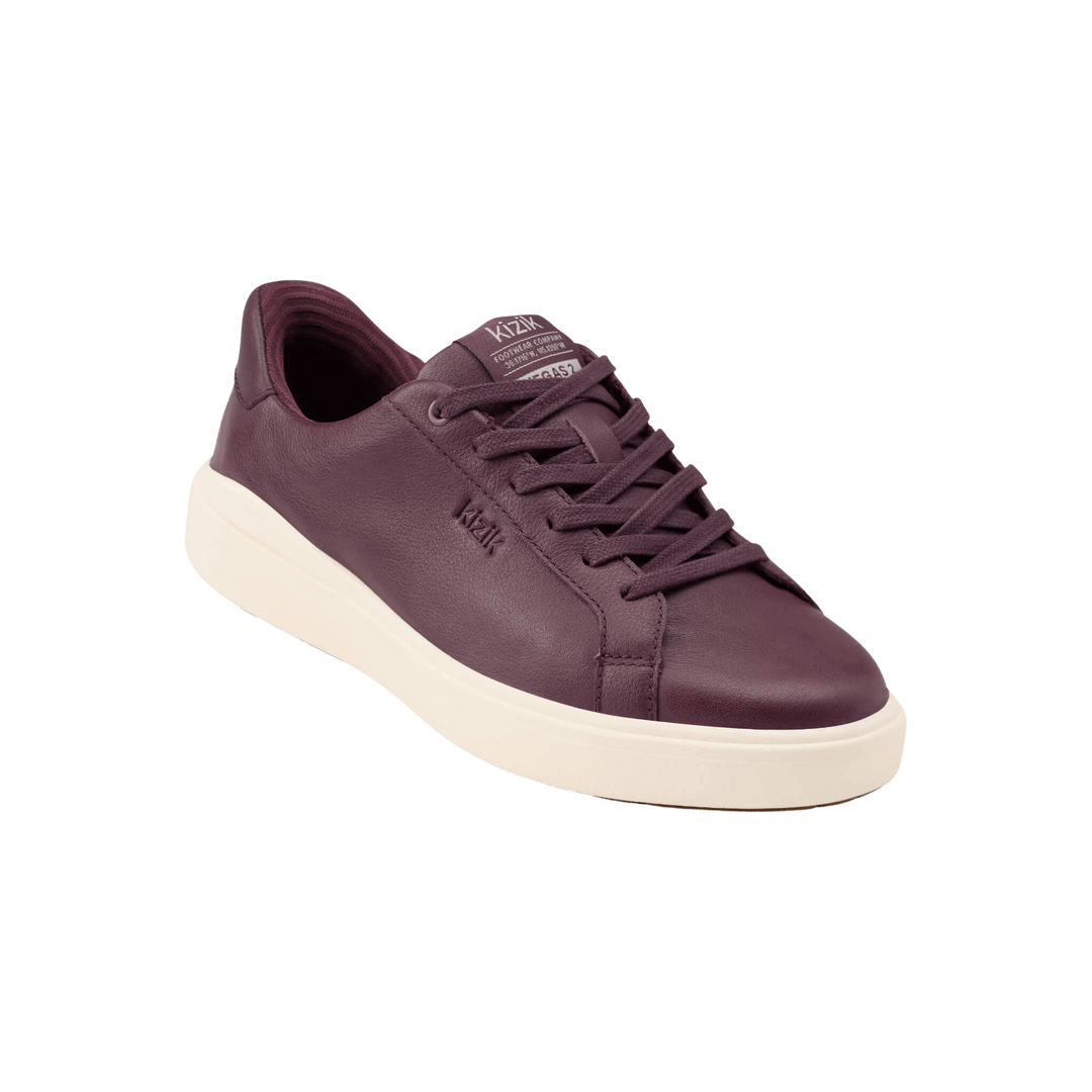 Mauve Kizik lace-up low-top sneaker with stitched upper and off-white sole
