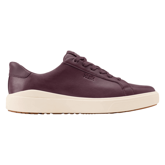 Mauve Kizik lace-up sneaker side profile with off-white sole