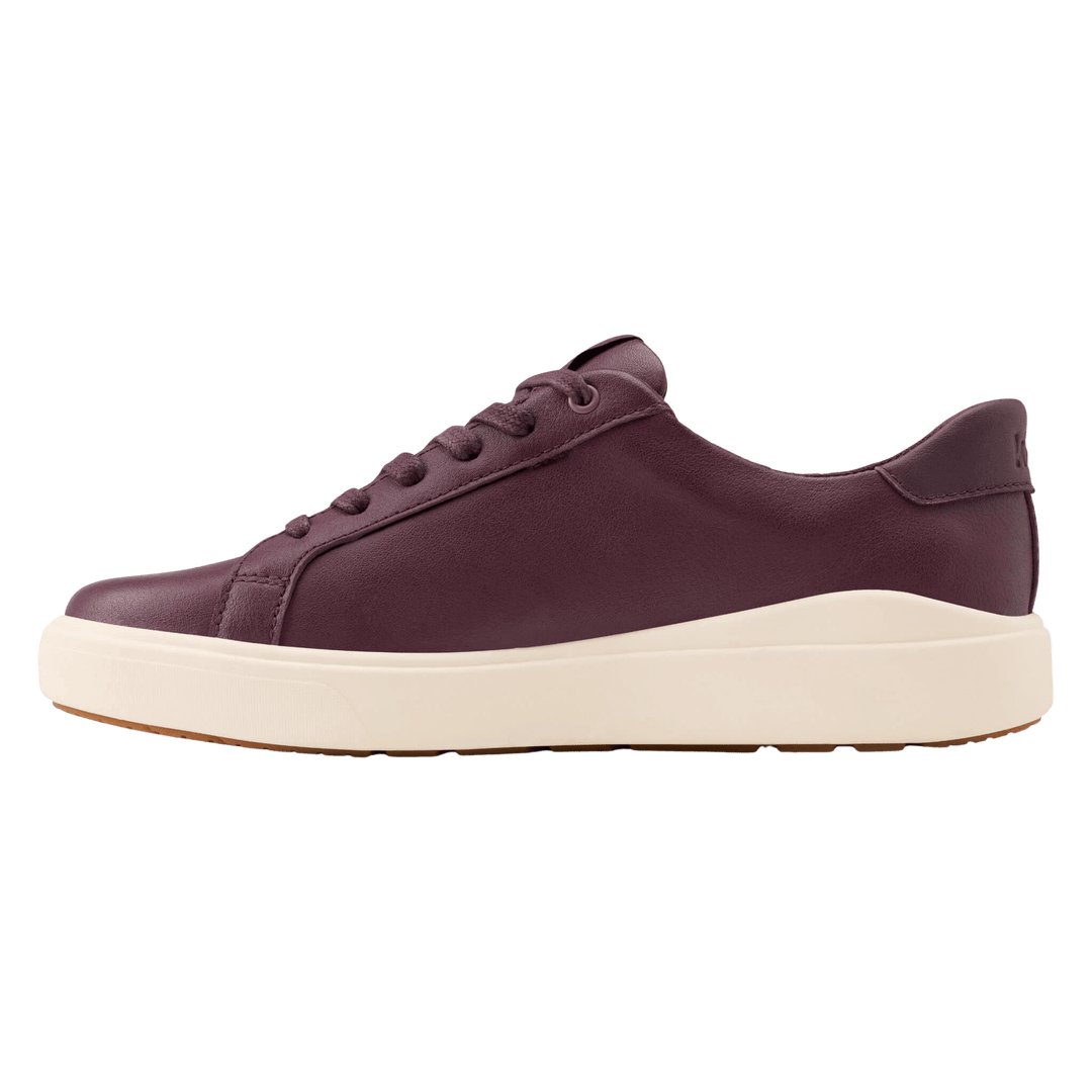 Mauve Kizik lace-up sneaker with heel pull tab and off-white sole