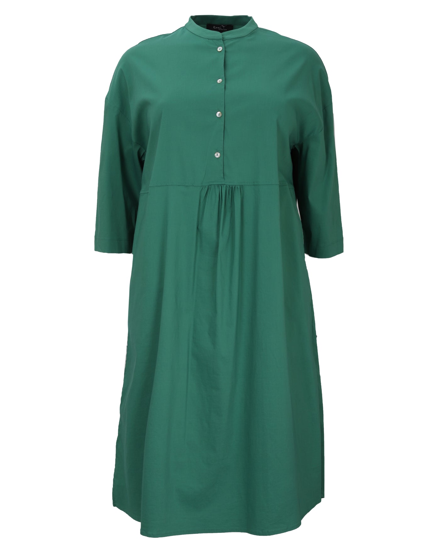 Toni T. Stretch Poplin 1/2 Placket Shirt Dress in Jade