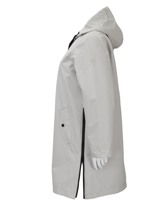 CRO Hooded Magic Print Waterproof Raincoat in Cream