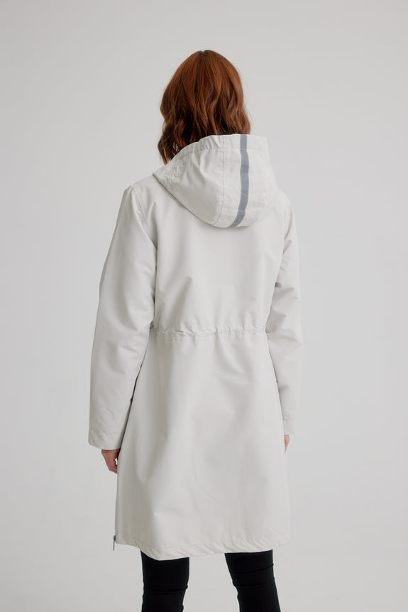 CRO Hooded Magic Print Waterproof Raincoat in Cream