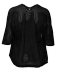 Verpass Crochet Look Knit 3/4 Sleeve Cardigan in Black